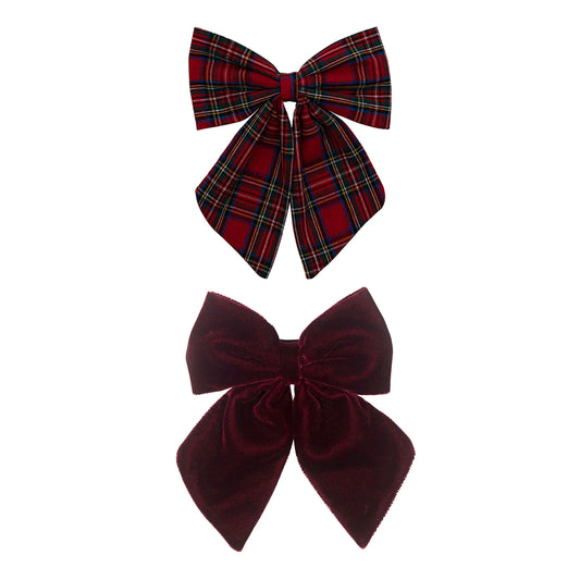 Mimi & Lula Tartan agnes bow clips - red
