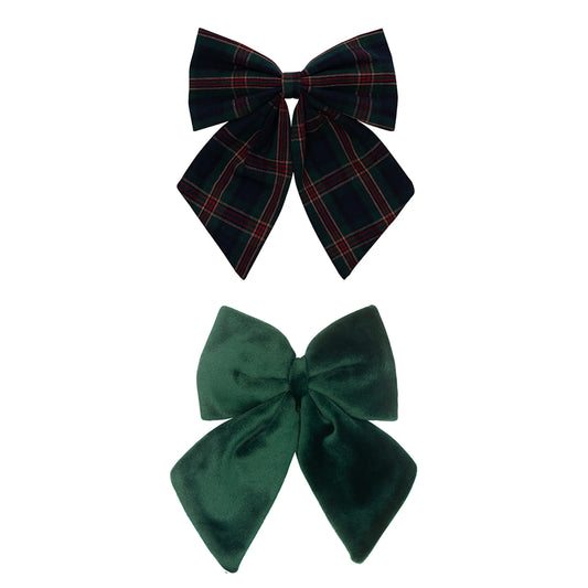 Mimi & Lula Tartan agnes bow clips - green