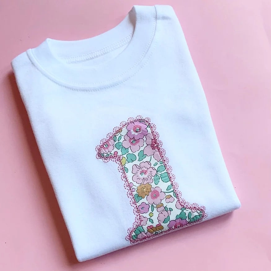 Birthday Number Tee (Lace Edging)